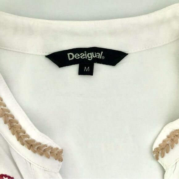 Desigual Art to Wear Embroidered Tunic Top Long Sleeve White Size Medium - Picture 9 of 11